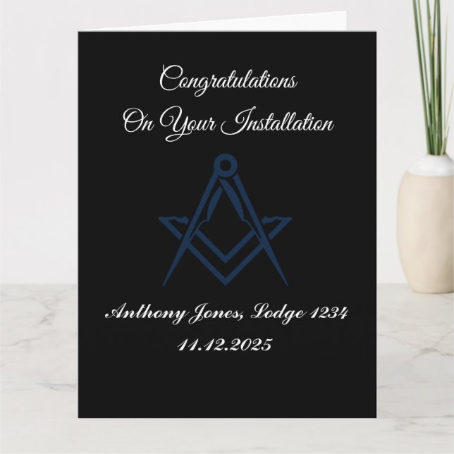 Congratulations Installation Master Mason Thank You Card (Front)