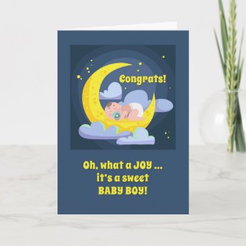 Congratulations It's A Baby Boy Moon Stars Joy Card by GoodThingsByGorge at Zazzle