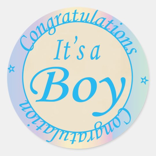 Congratulations, It's a Boy Classic Round Sticker | Zazzle.com