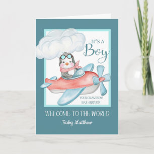 Congratulations It's a Boy Grandson Custom Name Card
