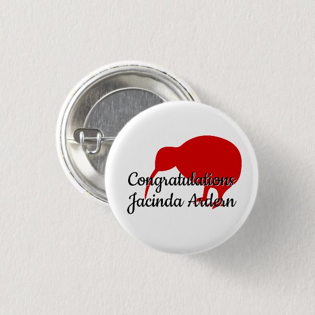 Congratulations Jacinda Ardern Custom Text Kiwi Button (Front & Back)