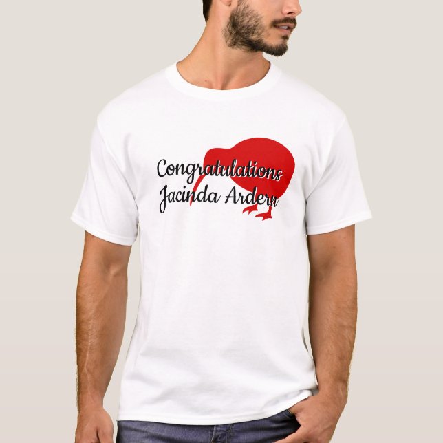 Congratulations Jacinda Ardern Custom Text Kiwi T-Shirt (Front)
