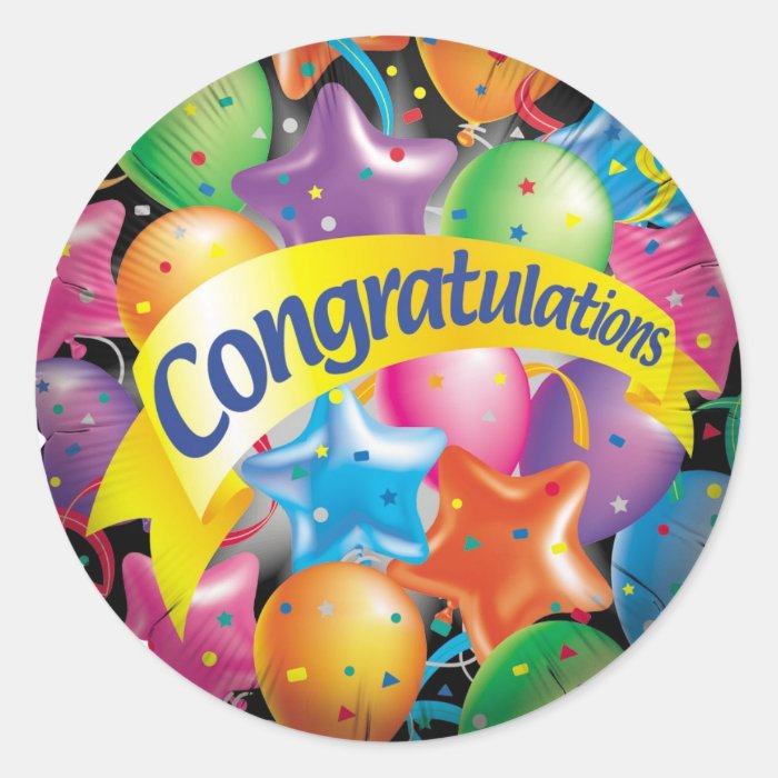 Congratulations Classic Round Sticker Zazzle