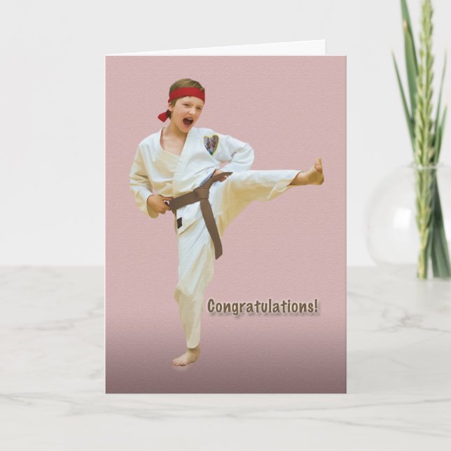 Congratulations, Karate Belt Advancement, Brown Card (Front)