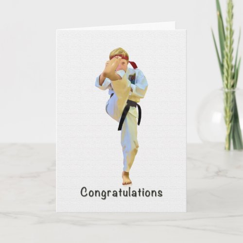 Congratulations Karate Kicking Black Belt Card