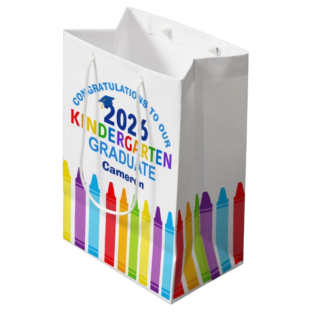Congratulations Kindergarten Graduate Custom Party Medium Gift Bag (Front Angled)