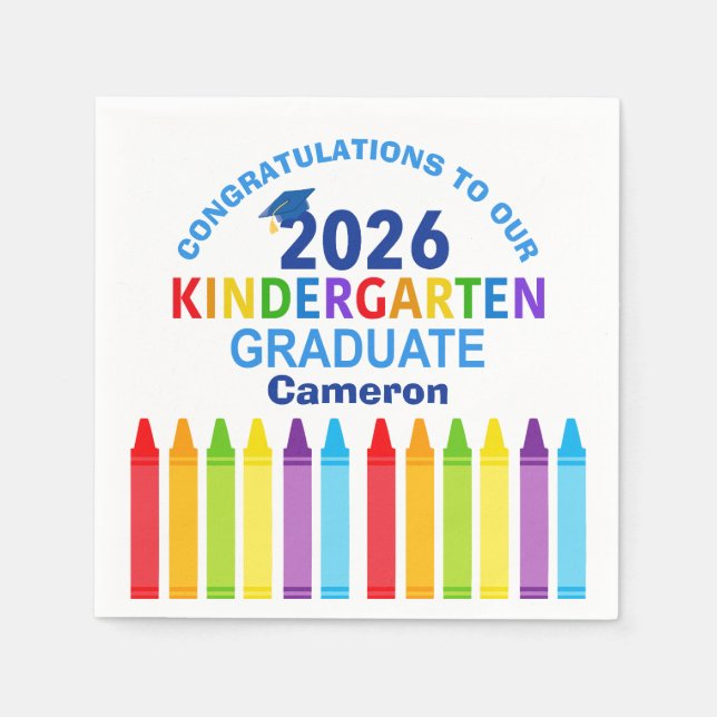 Congratulations Kindergarten Graduate Custom Party Napkins (Front)