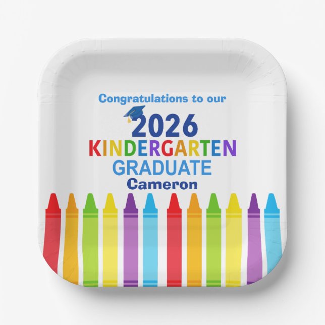 Congratulations Kindergarten Graduate Custom Party Paper Plates (Front)