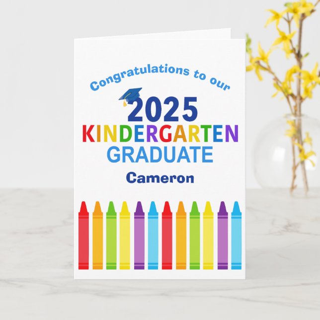 Congratulations Kindergarten Graduate Customizable Card (Yellow Flower)