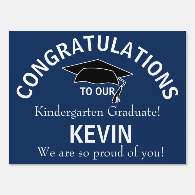 Congratulations Kindergarten Graduation Blue Yard Sign (Front)
