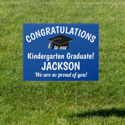 Congratulations Kindergarten Graduation Blue Yard Sign
