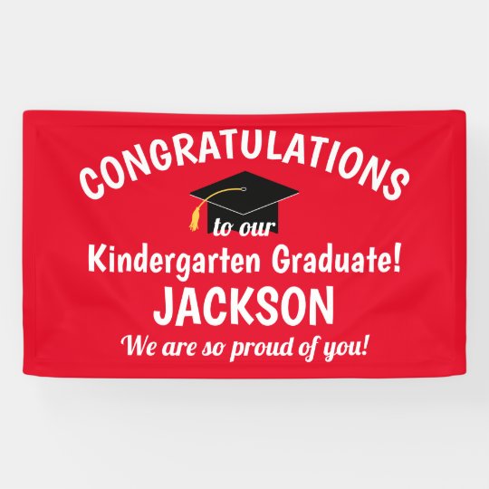 congratulations kindergarten graduation red banner