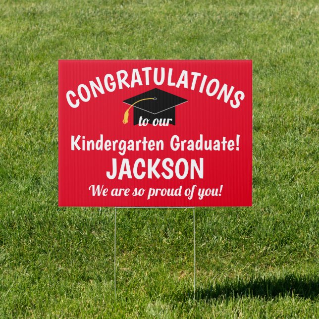 Congratulations Kindergarten Graduation Red Yard Sign (Insitu)