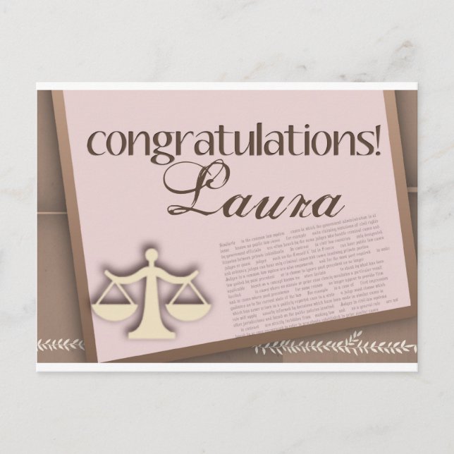 Congratulations Law School Graduate Announcement Postcard (Front)