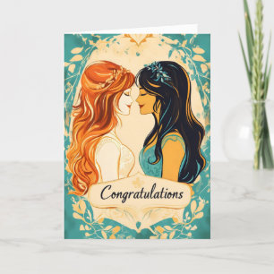 Congratulations Lesbian Wedding Colorful Holiday Card