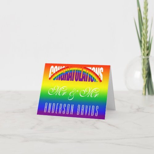 Congratulations LGBT Rainbow Flag Gay Couple Card