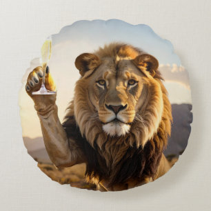 Congratulations Lion Round Pillow