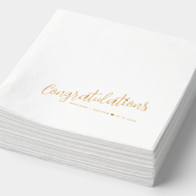 Congratulations little heart wedding couple event foil napkins (Detail)