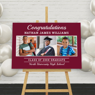 Congratulations Maroon Three Photo Graduation Foam Board