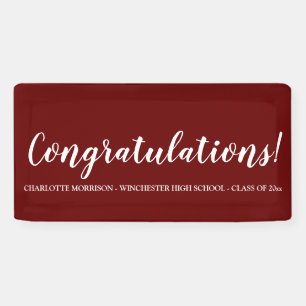 Congratulations maroon wine custom text graduation banner