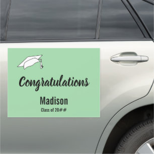 Congratulations Mint Green and Black Graduation Car Magnet