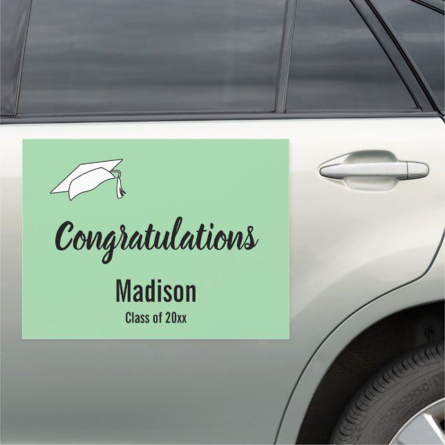 Congratulations Mint Green Grad Name Graduation Car Magnet (In Situ)