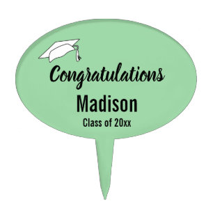 Congratulations Mint Green Grad's Name Graduation Cake Topper