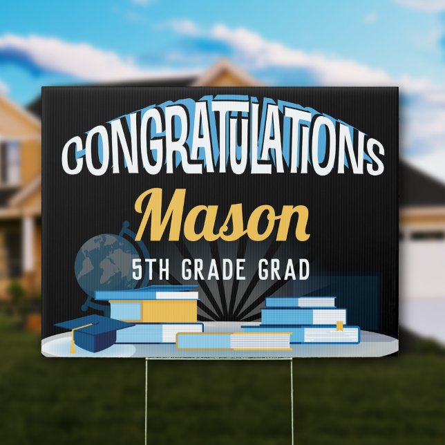 Congratulations Modern 5th Grade Graduation Sign (Graduation Sign - Change Text to reflect your school graduation.)