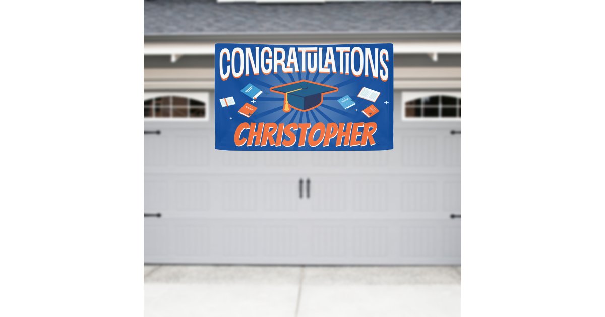 Congratulations Modern Blue School Graduation Banner | Zazzle