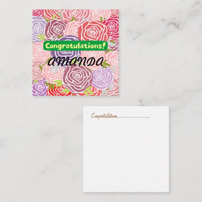 Congratulations Modern colorful floral pattern Note Card (Front/Back)