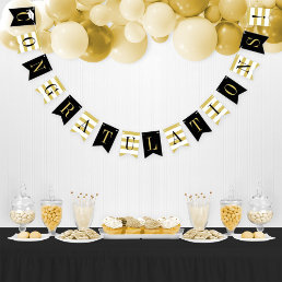 Congratulations Modern Gold Black Graduation Party Bunting Flags