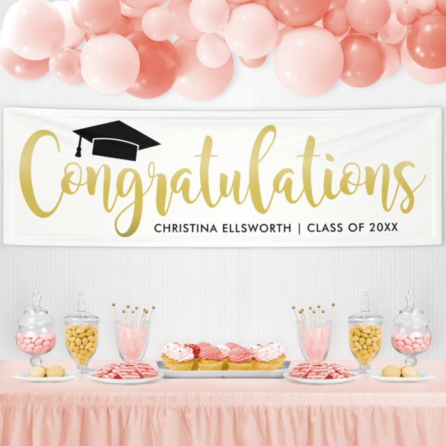 Congratulations Modern Gold Custom 2025 Graduation Banner (Creator Uploaded)