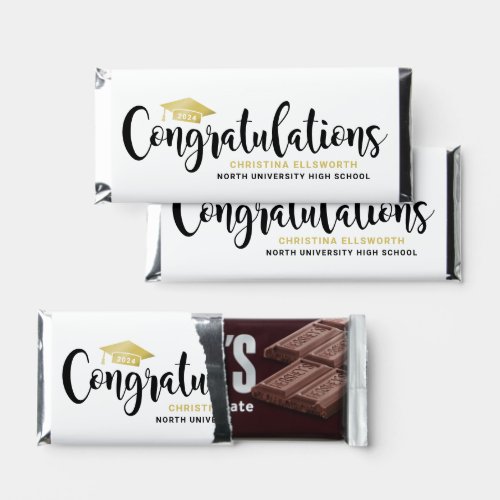 Congratulations Modern Gold Custom Graduation Hershey Bar Favors