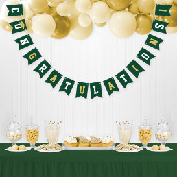 Congratulations Modern Green and Gold Graduation Bunting Flags