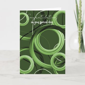 Congratulations Modern Green Swirl Card by seashell2 at Zazzle