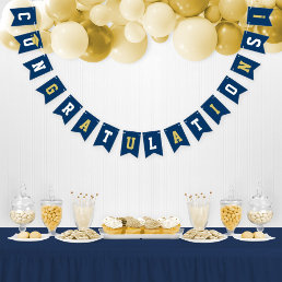 Congratulations Modern Navy and Gold Graduation Bunting Flags