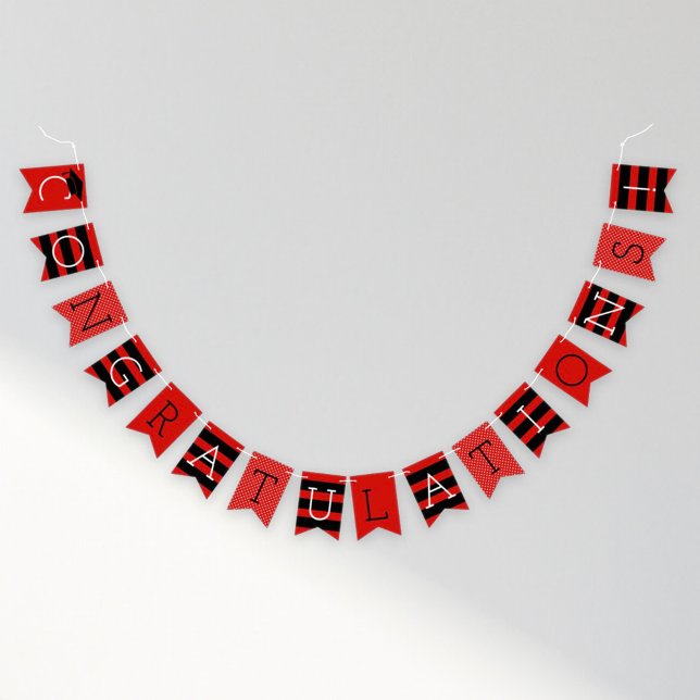 Congratulations Modern Red Graduation Party Bunting Flags (Creator Uploaded)