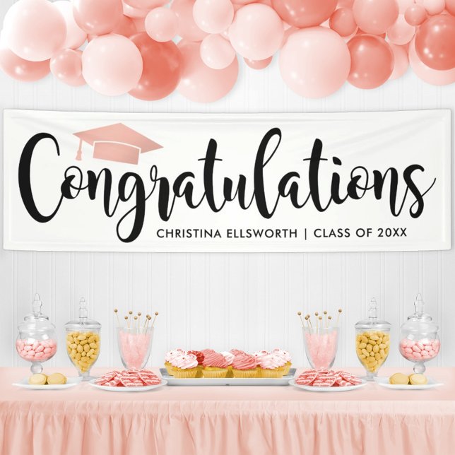 Congratulations Modern Rose Gold 2026 Graduation Banner (Creator Uploaded)