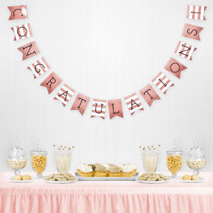 Congratulations Modern Rose Gold Graduation Bunting Flags