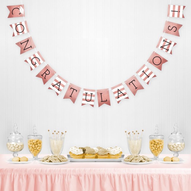 Congratulations Modern Rose Gold Graduation Bunting Flags (Creator Uploaded)