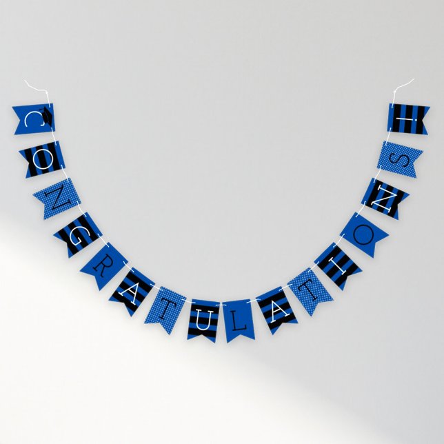 Congratulations Modern Royal Blue Graduation Party Bunting Flags (Creator Uploaded)