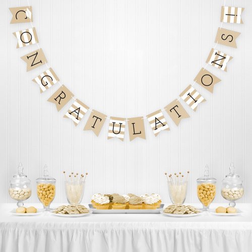 Congratulations Modern Rustic Tan Graduation Party Bunting Flags