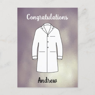 Congratulations Modern White Coat Ceremony Doctor  Postcard