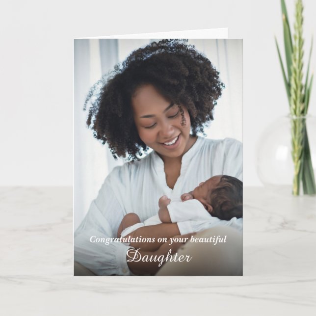Congratulations Mom Dad  New Baby Photo Custom Card (Front)