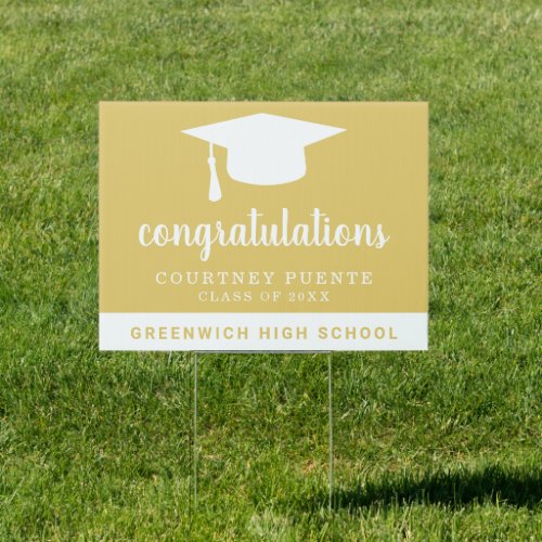 Congratulations Mortar Board Gold Graduation Sign