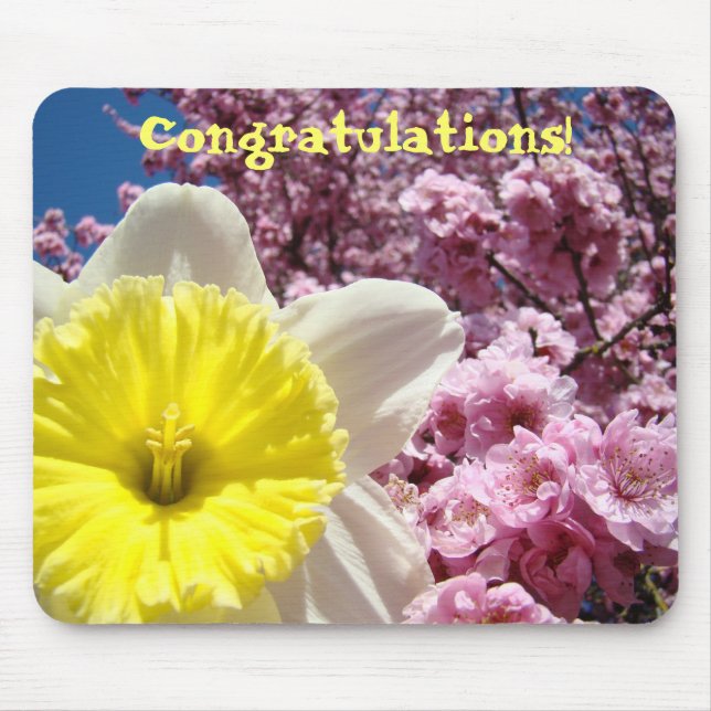 Congratulations! mouse pad Daffodil Flower Blossom (Front)