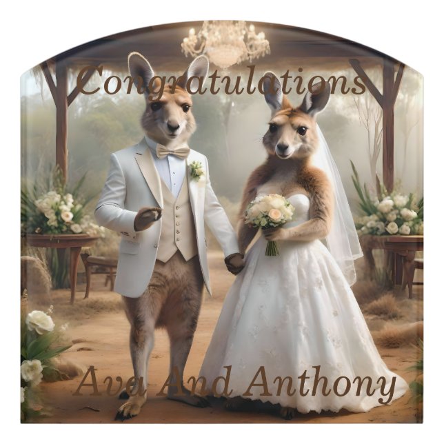 Congratulations Mr And Miss Kangaroo Wedding, Door Sign (Contour Front)