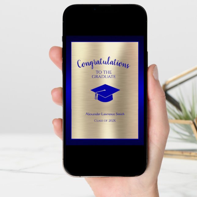 Congratulations Name Class of 2025 Blue Gold Card (Front Digital)