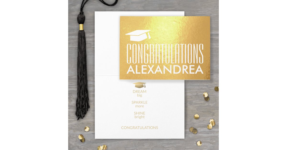 Congratulations Name Graduation Modern Gold Real Foil Card | Zazzle