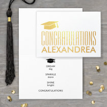 Congratulations Name Graduation Modern Real Foil Card